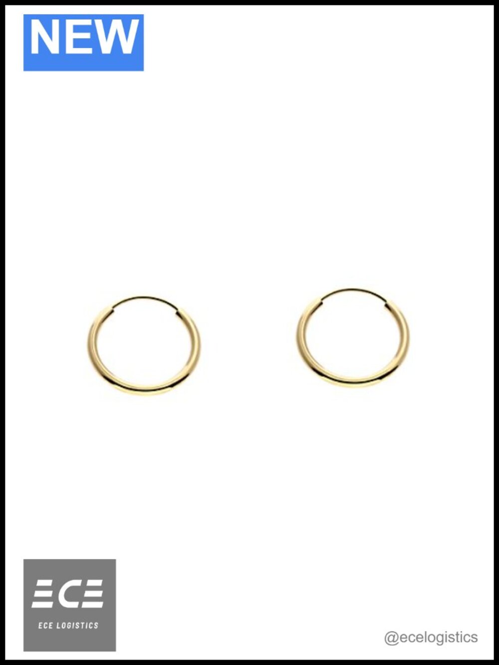 14k Yellow Gold Endless Hoop Earrings Round Flexible Thin Small Continuous Real